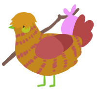 A ochre and red chicken with a bar pattern
