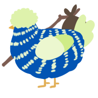 A ultramarine and apple chicken with a bar pattern