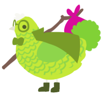 A lime and grass chicken with a lace pattern