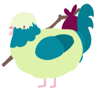 A apple and sea chicken with a head pattern