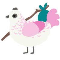 Maia, a white and pink chicken with a half-lace pattern