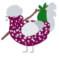 A wine and mist chicken with a speckle pattern