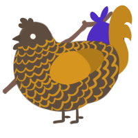A bark and ochre chicken with a lace pattern
