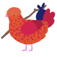 (unnamed), a vermilion and crimson chicken with a speckle pattern