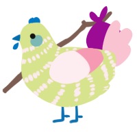 A lemon and rose chicken with a bar pattern