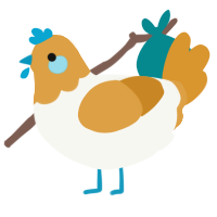 A white and orange chicken with a head pattern