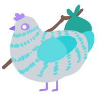 Electric Storm, a mist and aqua chicken with a bar pattern