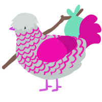 Hyphae, a silver and fuchsia chicken with a lace pattern