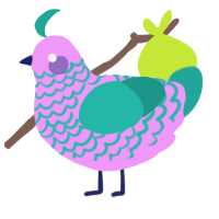 Party Popper, a lavender and turquoise chicken with a lace pattern
