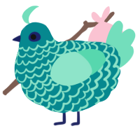 A teal and mint chicken with a lace pattern