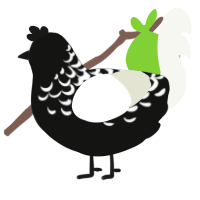 A black and white chicken with a half-lace pattern