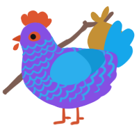 A blurple and sky chicken with a lace pattern