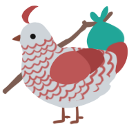 A mist and red chicken with a lace pattern