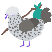 A mist and grey chicken with a speckle pattern