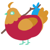 A crimson and orange chicken with a head pattern