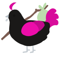 A sable and fuchsia chicken