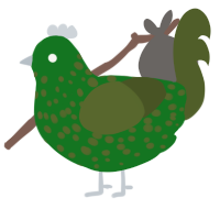 A leaf and olive chicken with a speckle pattern