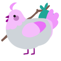 A mist and lavender chicken with a head pattern
