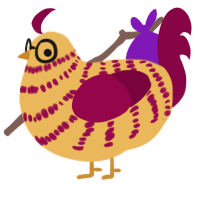 A honey and maroon chicken with a bar pattern