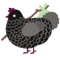 A sable and grey chicken with a lace pattern