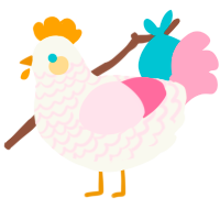 A white and rose chicken with a lace pattern