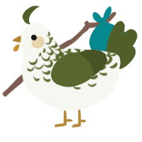 A white and olive chicken with a half-lace pattern