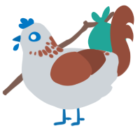 A mist and russet chicken with a neck-speckle pattern