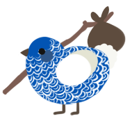 A ultramarine and white chicken with a double-lace pattern