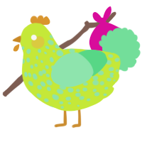 A lime and spring chicken with a speckle pattern