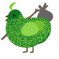 A leaf and grass chicken with a double-lace pattern