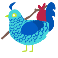 A aqua and ultramarine chicken with a lace pattern