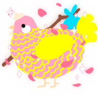A rose and yellow chicken with a lace pattern
