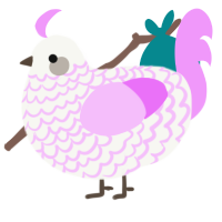 A white and lavender chicken with a lace pattern