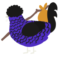 A indigo and sable chicken with a lace pattern