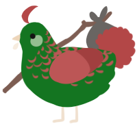 A leaf and red chicken with a half-lace pattern