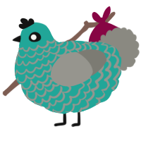 A turquoise and ash chicken with a lace pattern