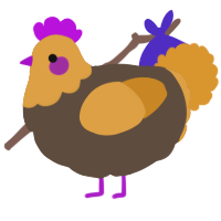 A bark and orange chicken with a head pattern