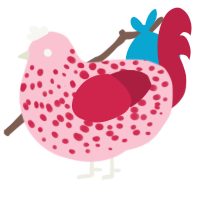 A rose and crimson chicken with a speckle pattern