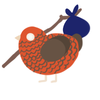 A vermilion and bark chicken with a lace pattern