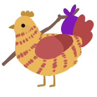 A honey and red chicken with a bar pattern