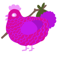 A fuchsia and amethyst chicken with a lace pattern