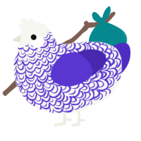 A white and indigo chicken with a double-lace pattern