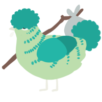 A gluppy and turquoise chicken with a half-bar pattern