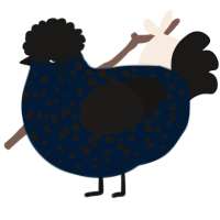 A tumblr and sable chicken with a speckle pattern