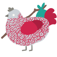 A mist and crimson chicken with a double-lace pattern