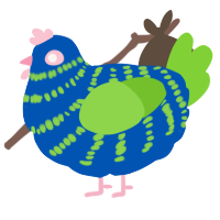 A ultramarine and grass chicken with a bar pattern
