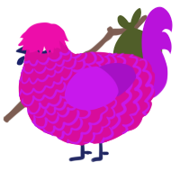 A fuchsia and amethyst chicken with a lace pattern
