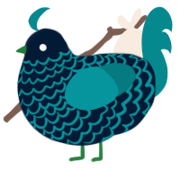 A tumblr and teal chicken with a lace pattern