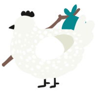 A white chicken with a speckle pattern