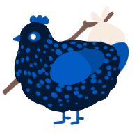 A tumblr and ultramarine chicken with a speckle pattern